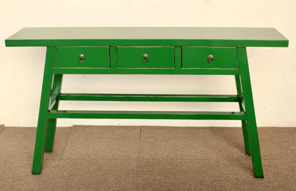 Green 3 Drawer Console